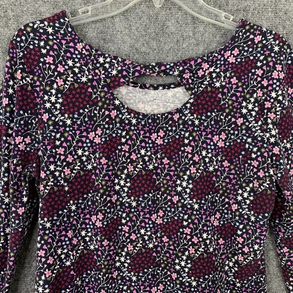 T By Talbots Floral Knit Top Women MP Boat Neckline Keyhole Back - Picture 7 of 10